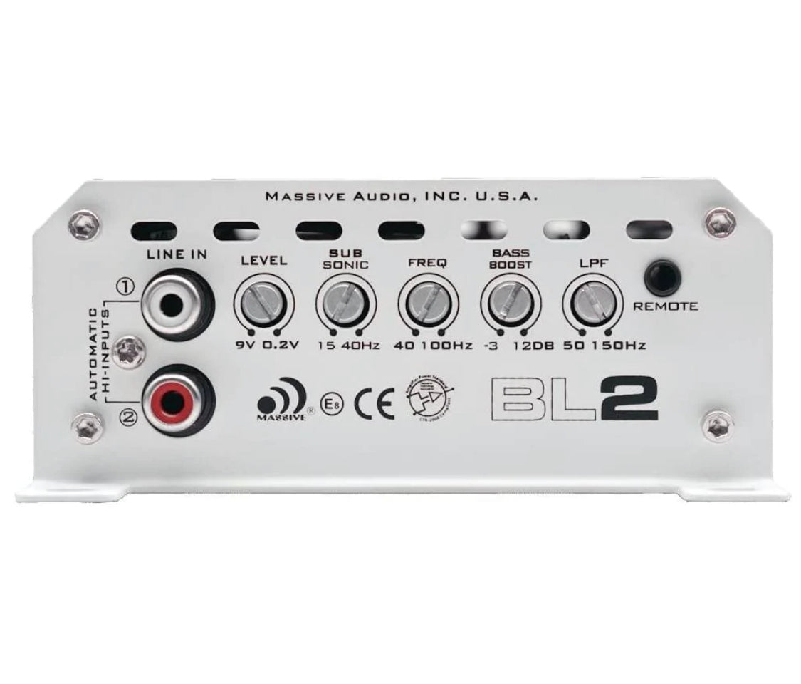 Massive Audio BL2-M 1600 Watts Max 1 Ohm Monoblock Nano BLU Marine Amplifier