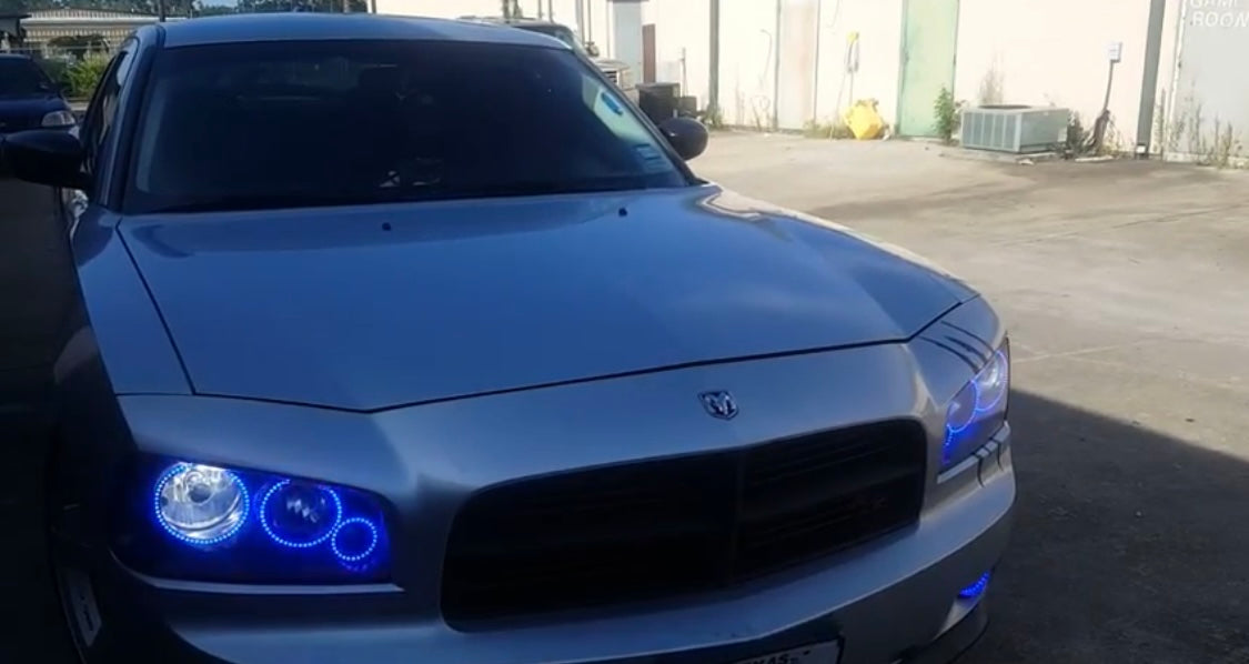 2005 - 2010 Dodge Charger Headlight Color Changing RGB Halo Pre-Built Headlights Assemby