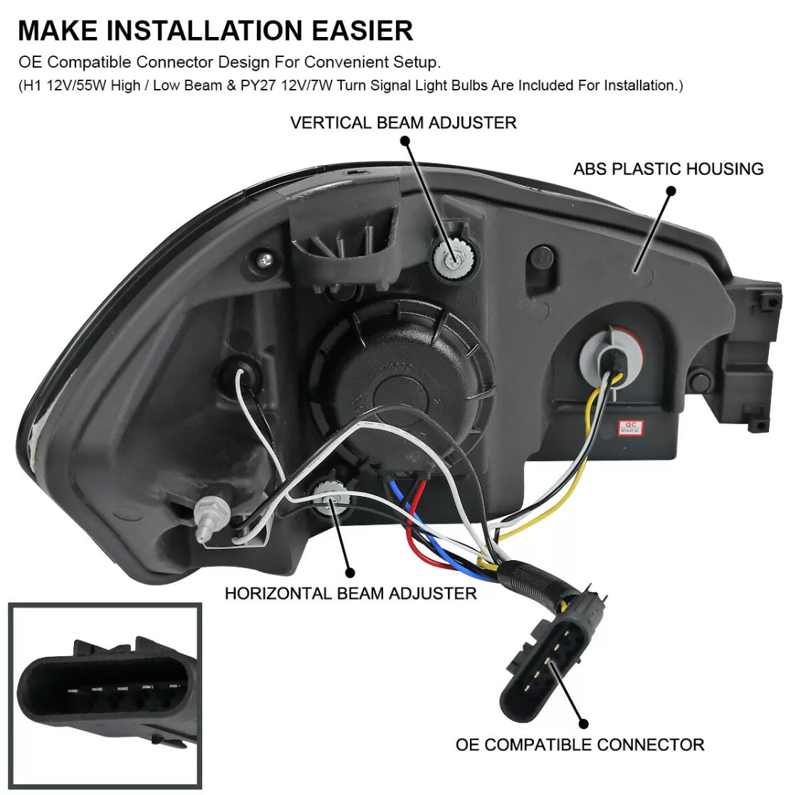 2006-2013 Chevy Impala Spec-D Plasma Halo Headlights Black