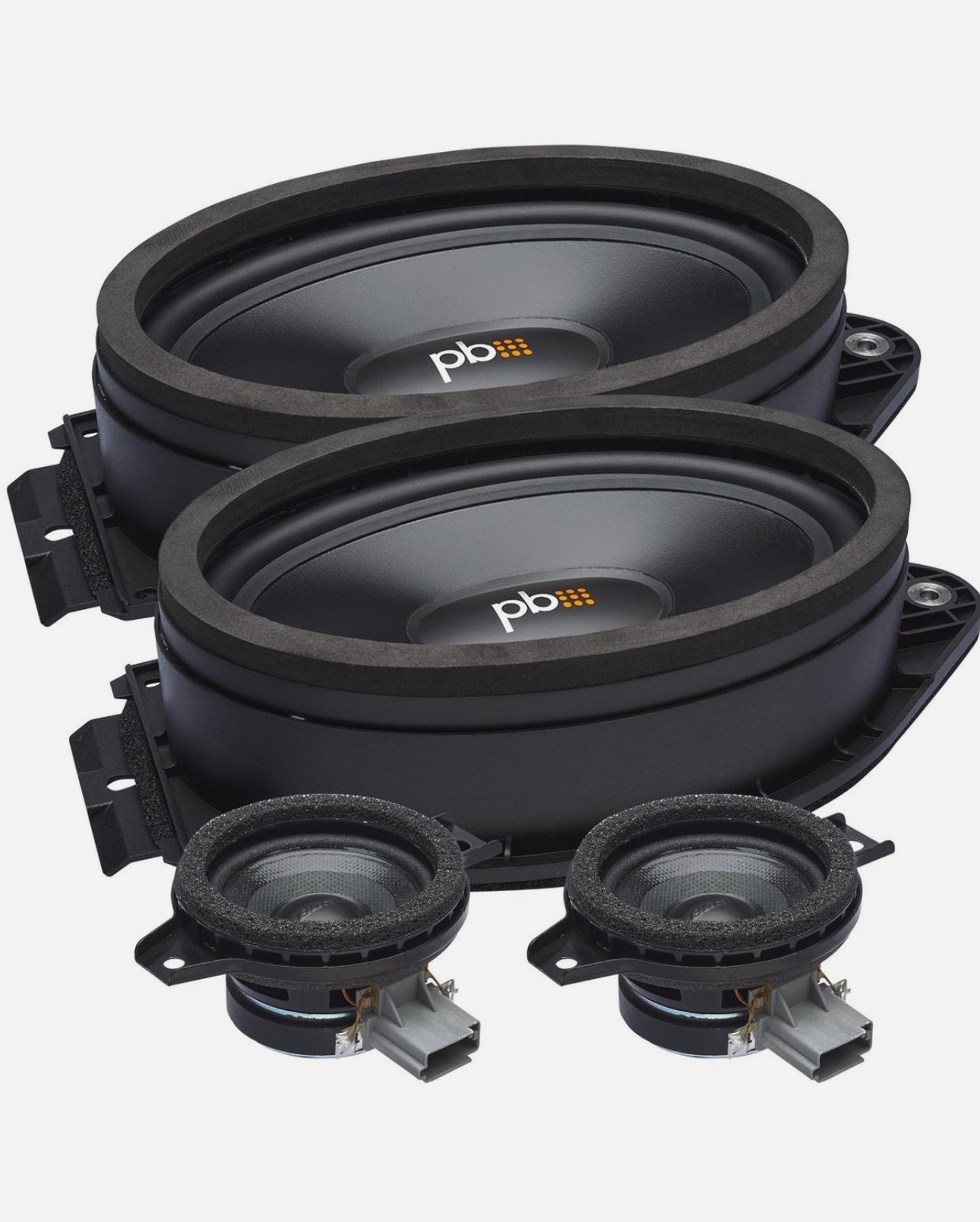 Powerbass 2014-2025 Chevy Silverado GMC Sierra Crew Cab Front Back Doors Speakers OE Speakers + Tweeters