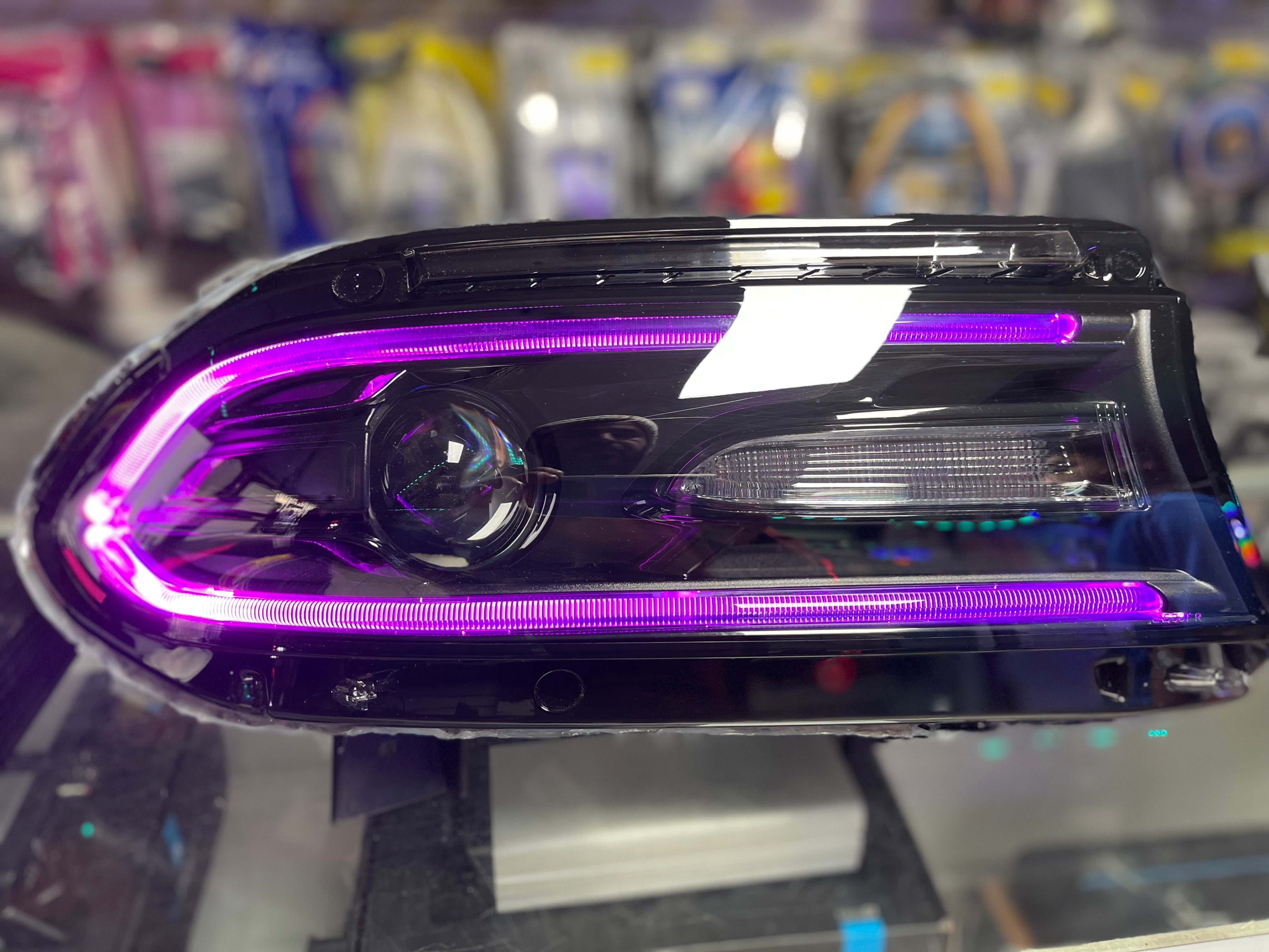 Prebuilt 2015-2023 Dodge Charger RGBW Color Changing LED Projector Headlights with Bluetooth