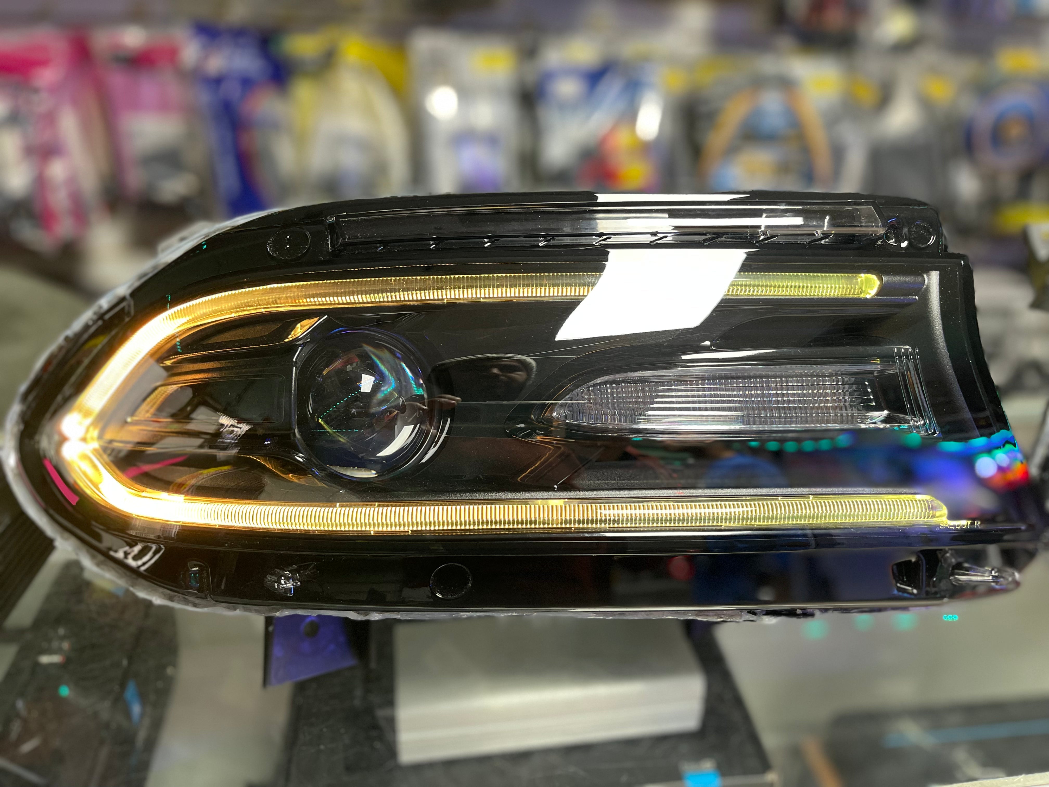 Prebuilt 2015-2023 Dodge Charger RGBW Color Changing LED Projector Headlights with Bluetooth