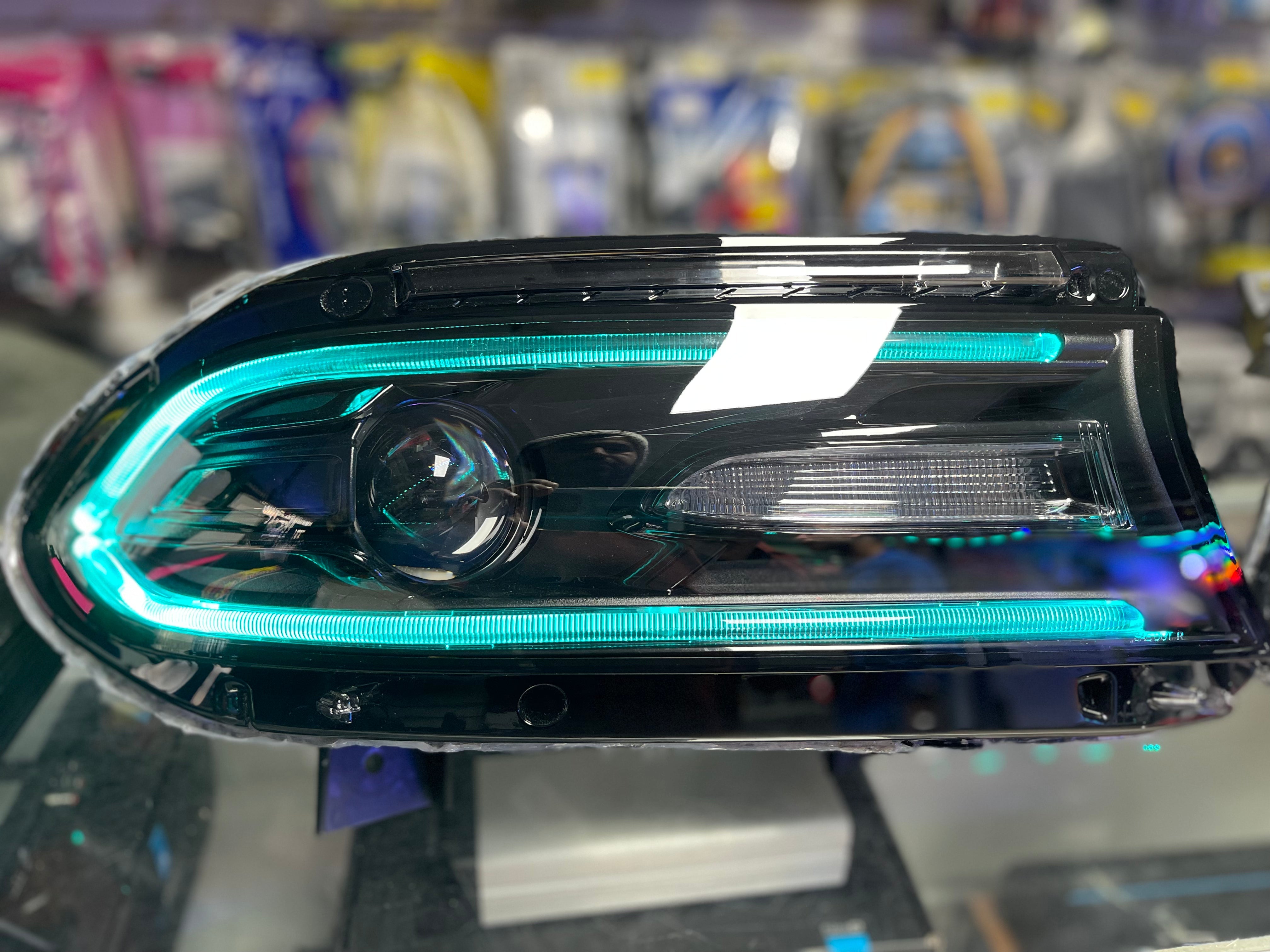 Prebuilt 2015-2023 Dodge Charger RGBW Color Changing LED Projector Headlights with Bluetooth