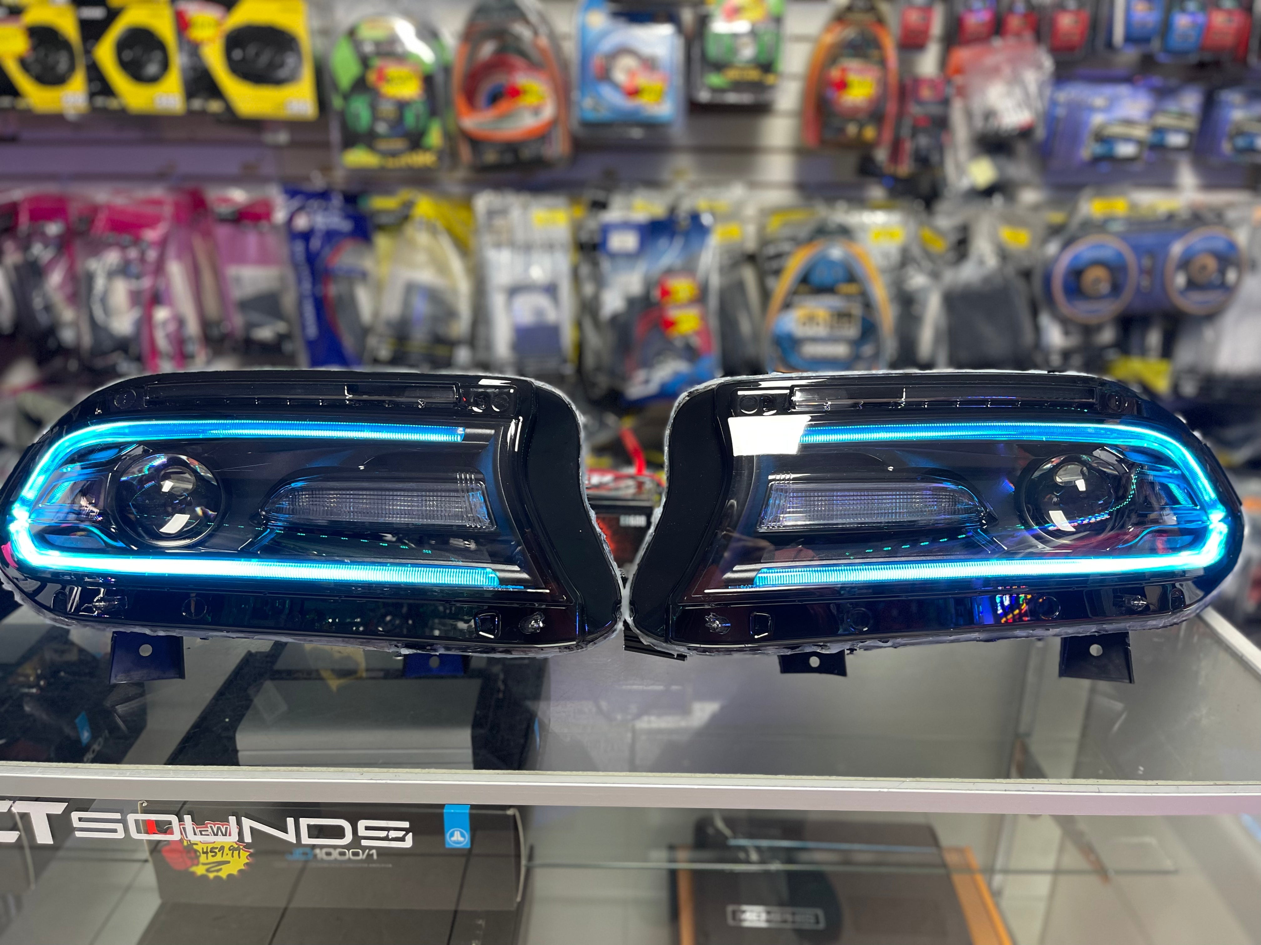 Prebuilt 2015-2023 Dodge Charger RGBW Color Changing LED Projector Headlights with Bluetooth