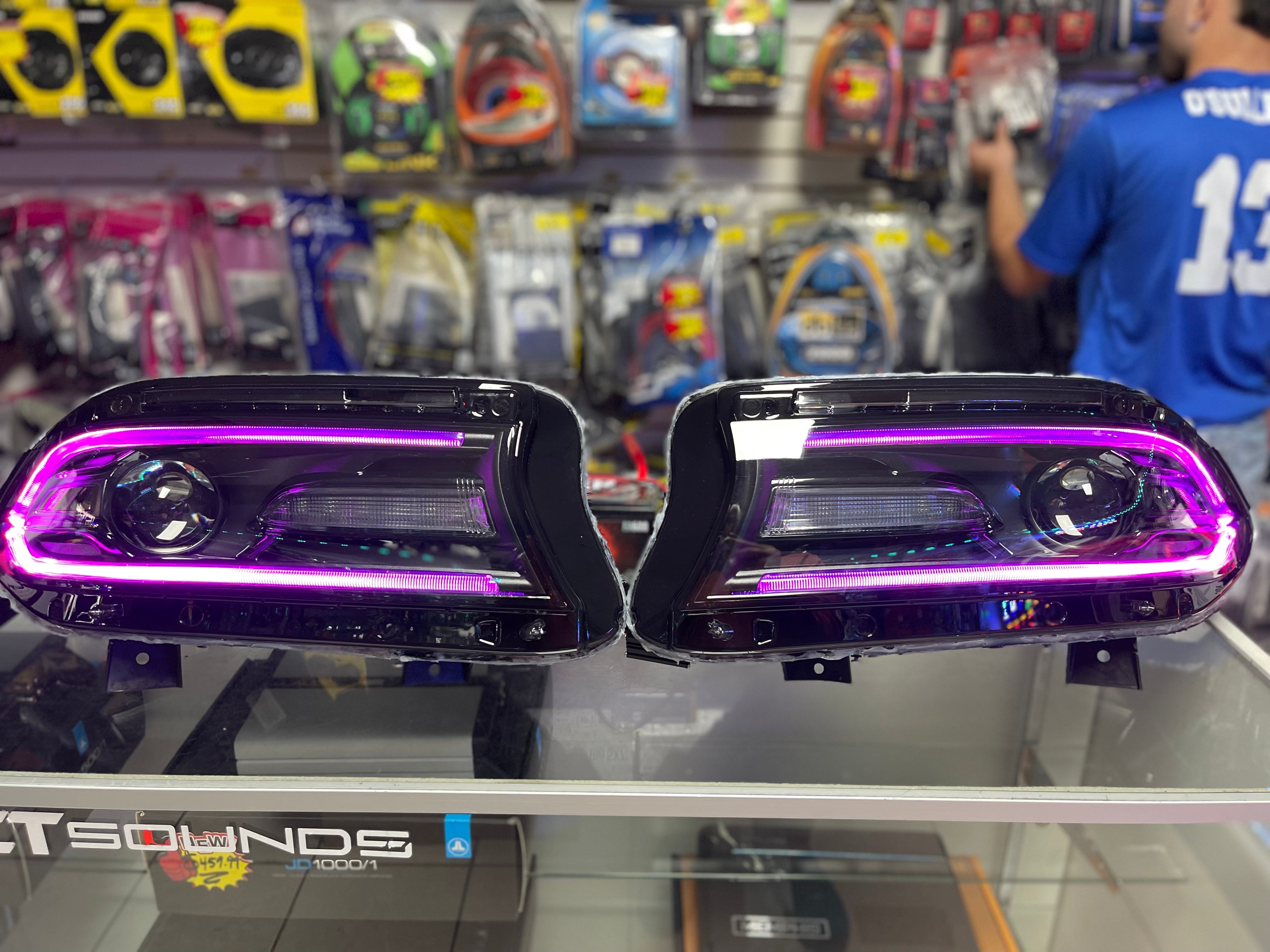 Prebuilt 2015-2023 Dodge Charger RGBW Color Changing LED Projector Headlights with Bluetooth