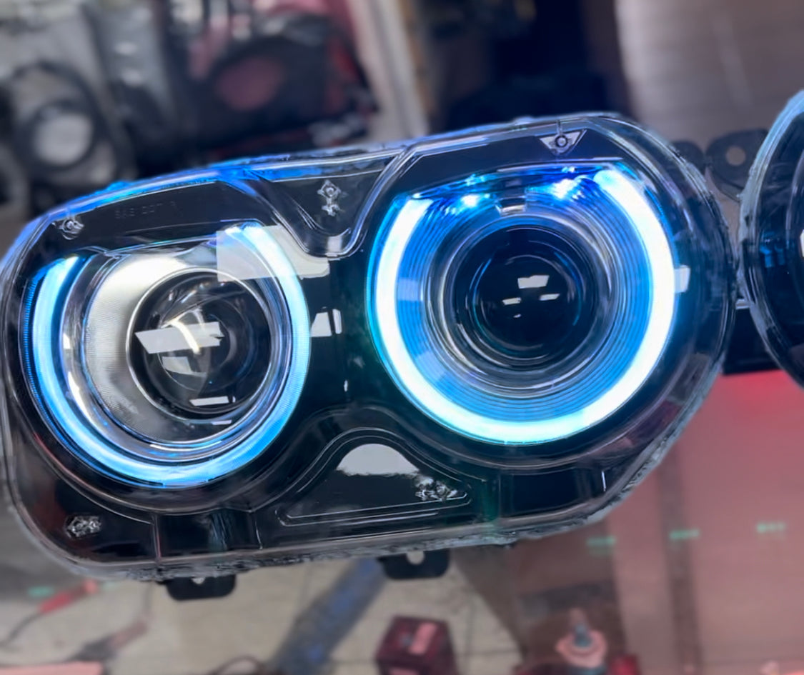 Prebuilt 2015-2023 Dodge Challenger RGBW Color Changing LED Projector Headlights with Bluetooth