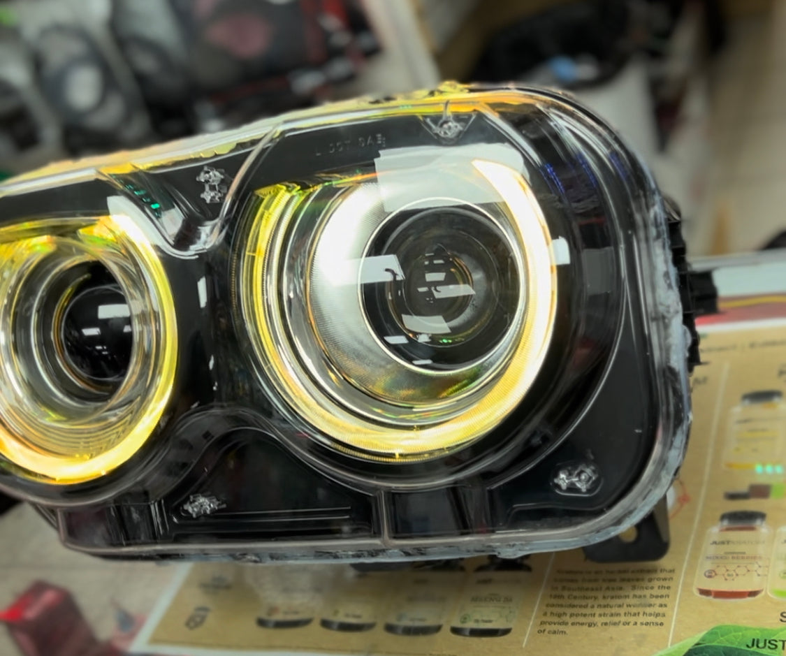 Prebuilt 2015-2023 Dodge Challenger RGBW Color Changing LED Projector Headlights with Bluetooth