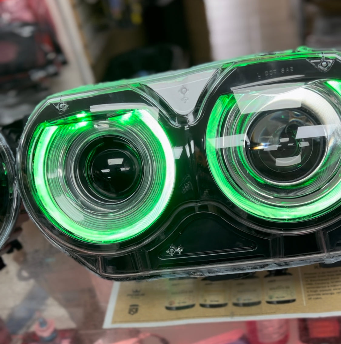 Prebuilt 2015-2023 Dodge Challenger RGBW Color Changing LED Projector Headlights with Bluetooth