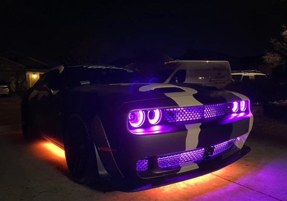 Prebuilt 2015-2023 Dodge Challenger RGBW Color Changing LED Projector Headlights with Bluetooth