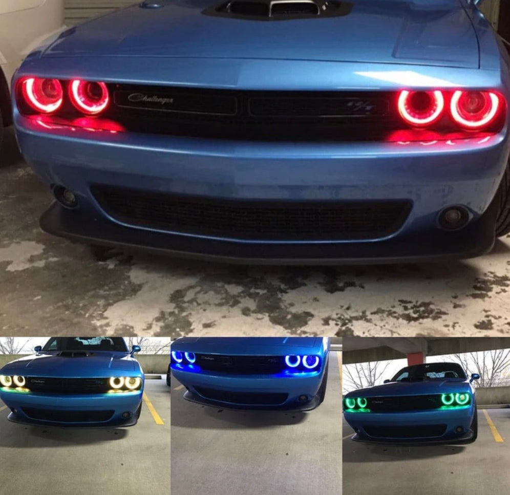 Prebuilt 2015-2023 Dodge Challenger RGBW Color Changing LED Projector Headlights with Bluetooth