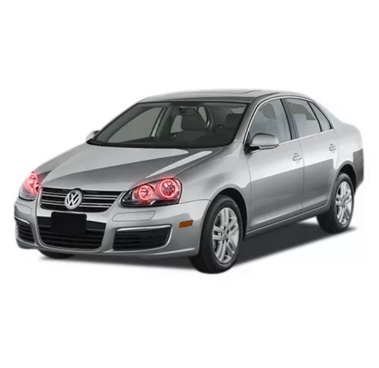 2005 - 2010 Volkswagen Jetta Headlights with RGB Color Changing Halos Pre-Built Headlights Assemby