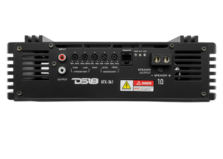DS18 GFX-3K1 – Class D 1-Channel Monoblock Amplifier – 3000 Watts RMS, 1-Ohm
