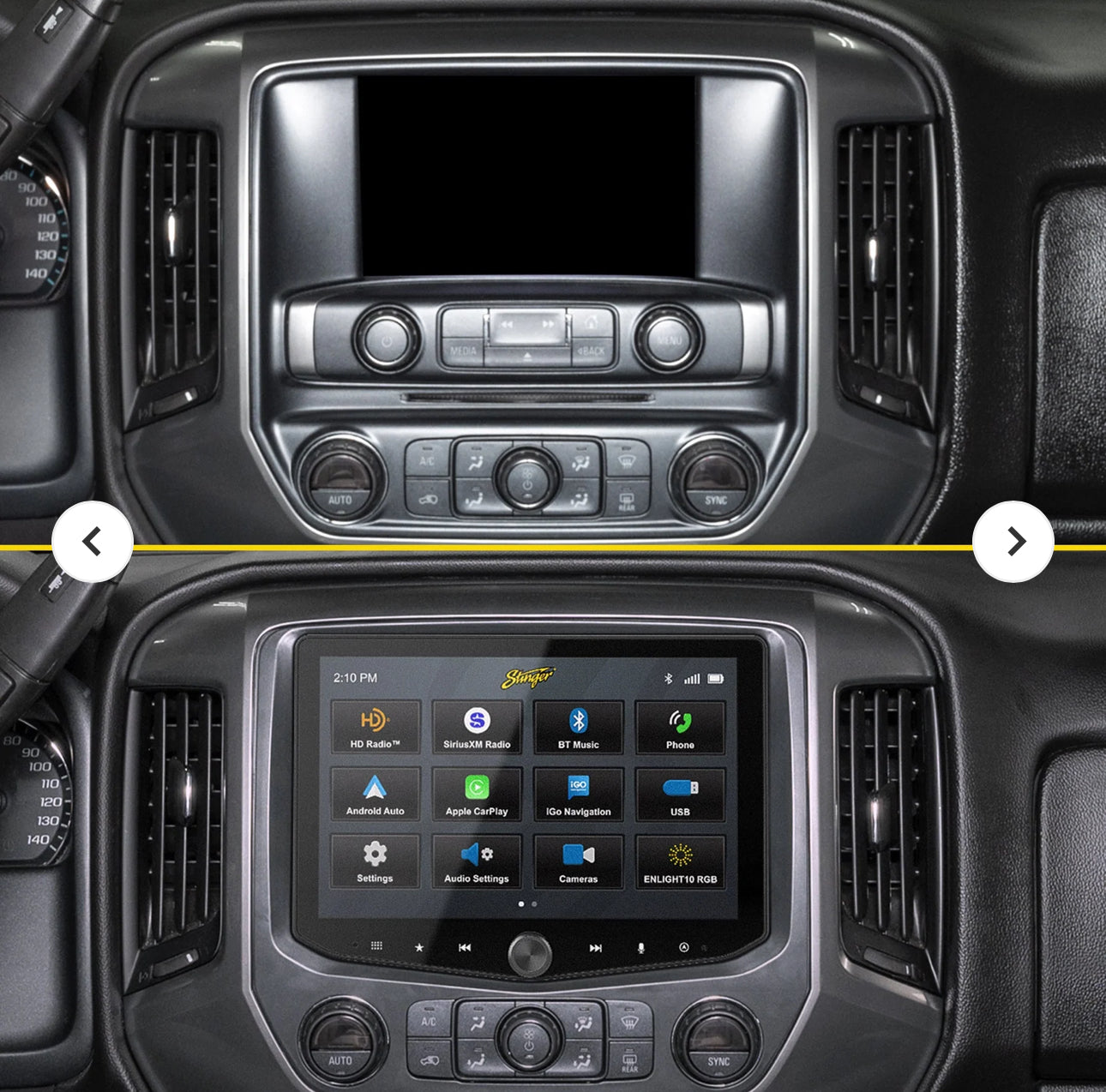 PAC SRK-GM14HX 2014-2018 Silverado and Sierra Kit for Stinger's HORIZON10 and HEIGH10 multimedia head units