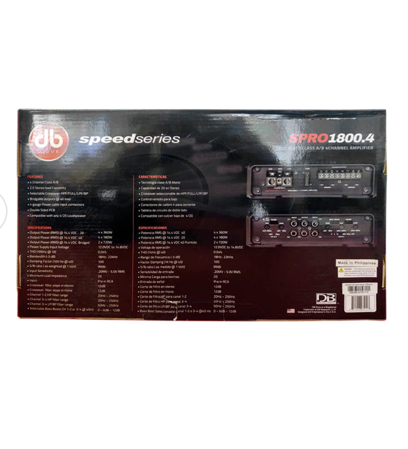 db drive Speed Series SPRO1800.4 - 1800 Watt Class A/B 4 Channel Amplifier