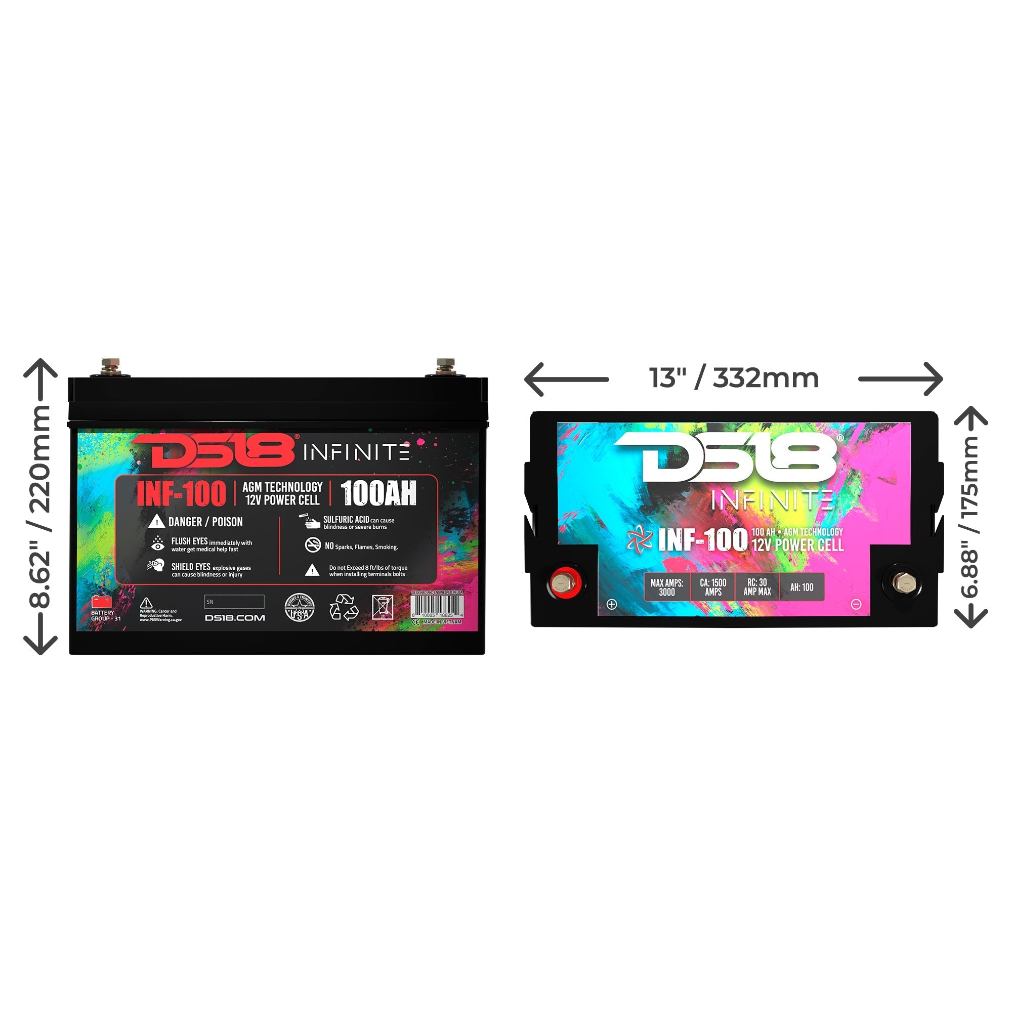 DS18 INFINITE 100 AH AGM Power Cell Battery
