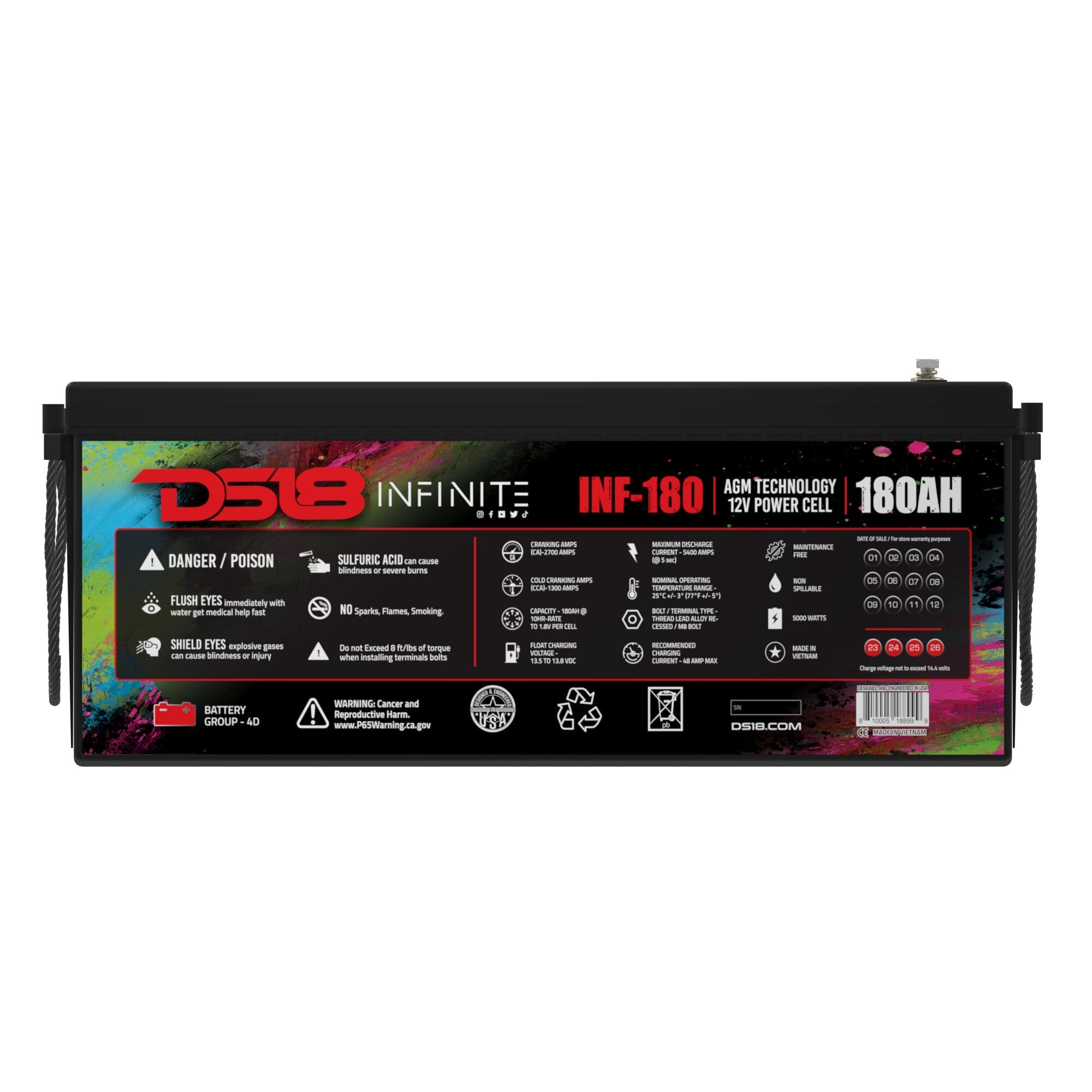 DS18 INFINITE 180 AH AGM Power Cell Battery