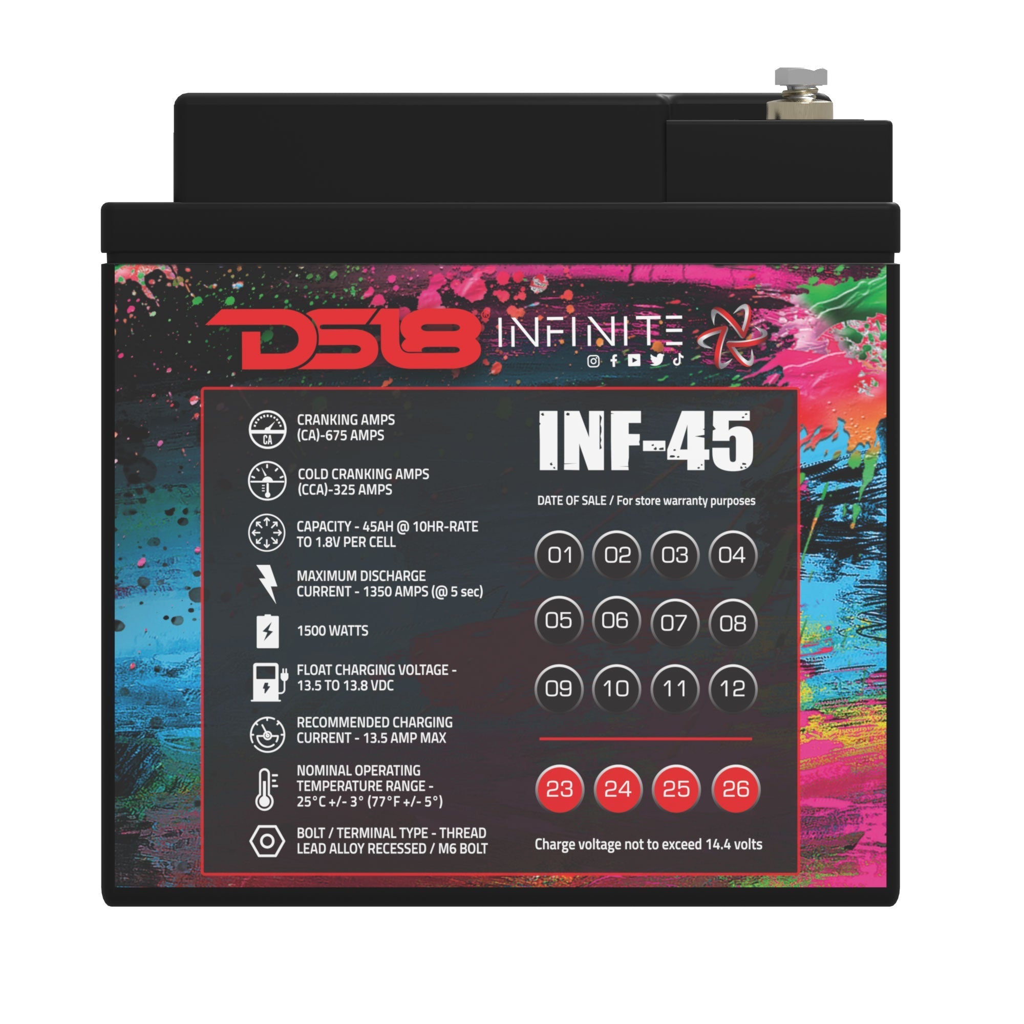 DS18 INFINITE 45 AH AGM Power Cell Battery