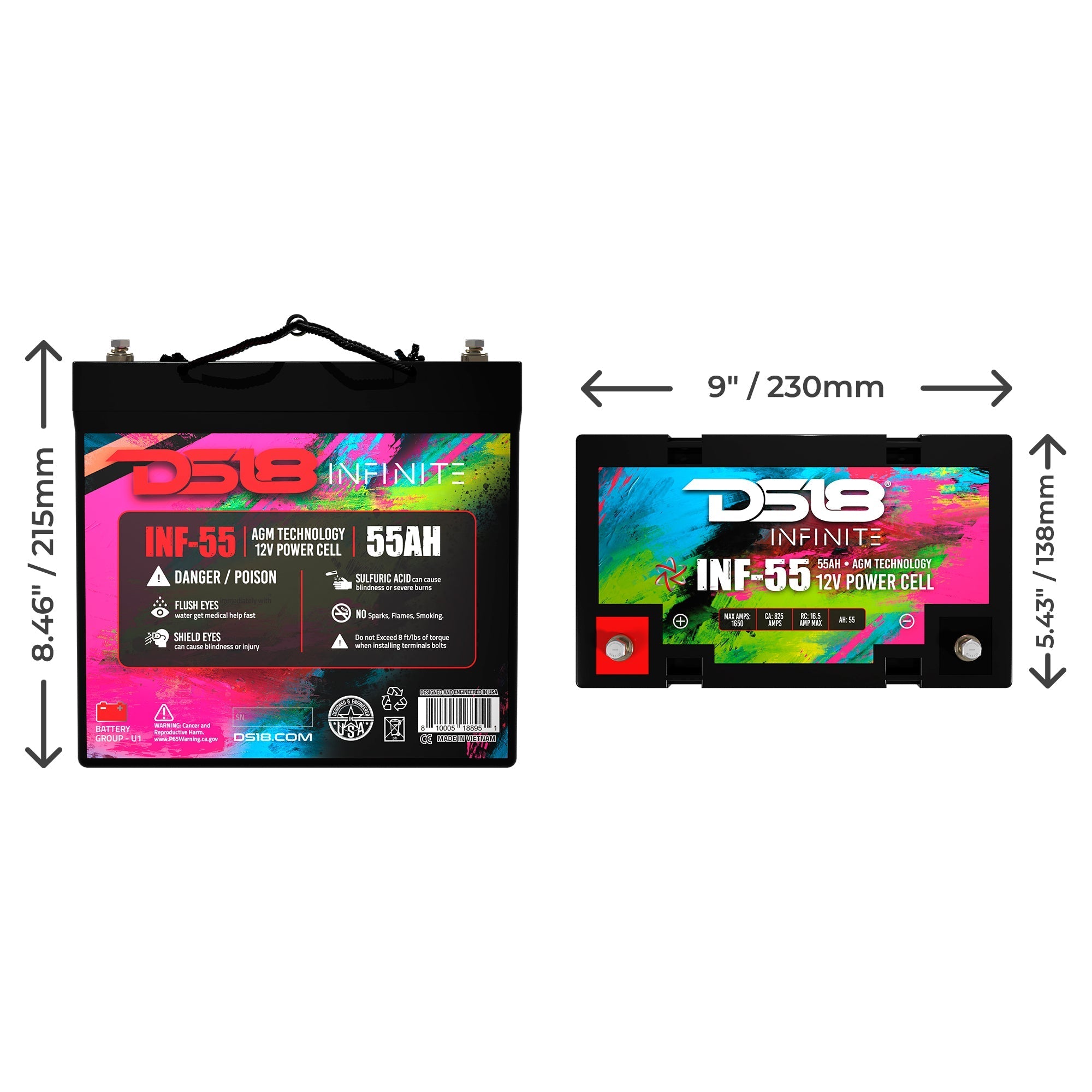 DS18 INFINITE 55 AH AGM Power Cell Battery