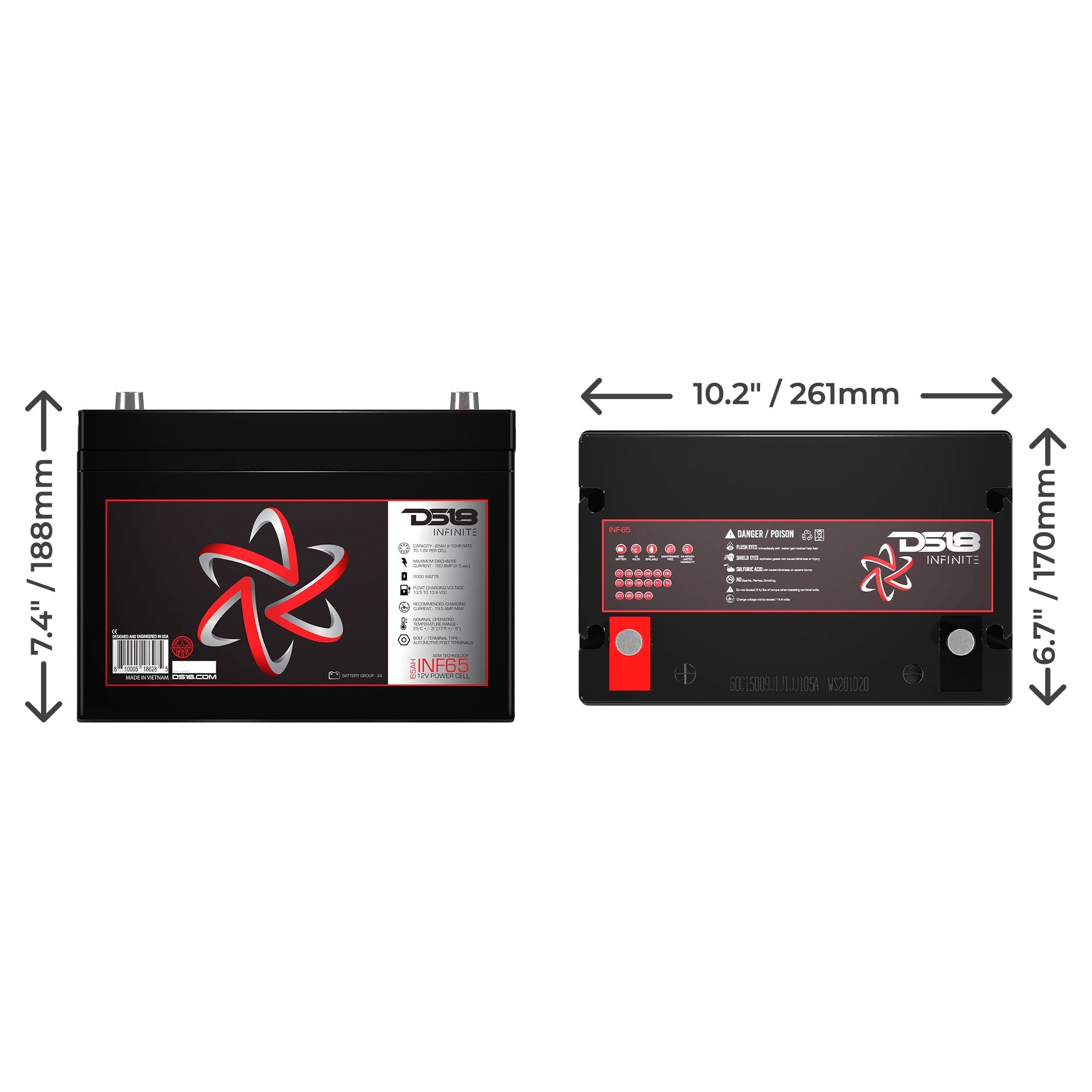DS18 INFINITE 2000 Watts 65 AH AGM Power Cell