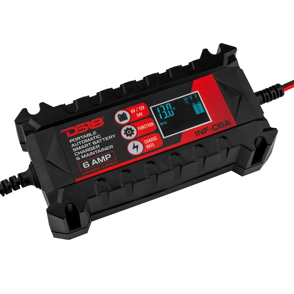 DS18 6 AMP Automatic Smart Lithium and AGM Car Battery Charger & Maintainer