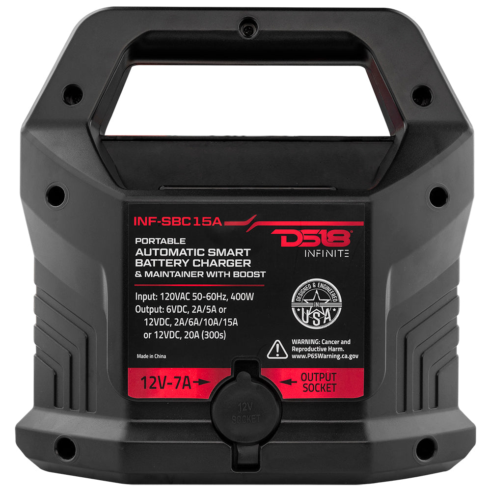 DS18 15 AMP Automatic Smart Lithium and AGM Battery Charger, Maintainer and Jump Booster