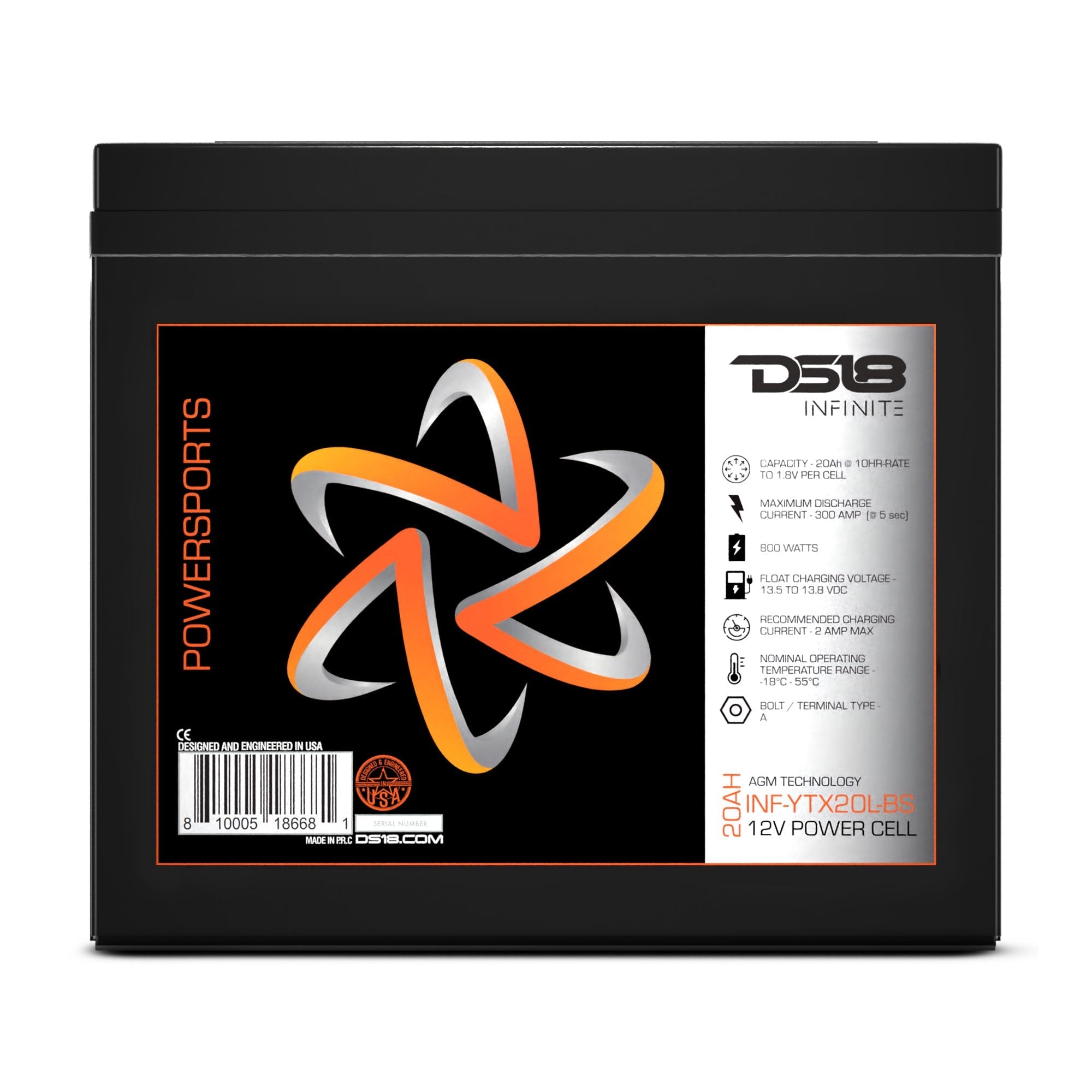 DS18 INFINITE 800 Watts 20 AH AGM Power Cell For Power Sports