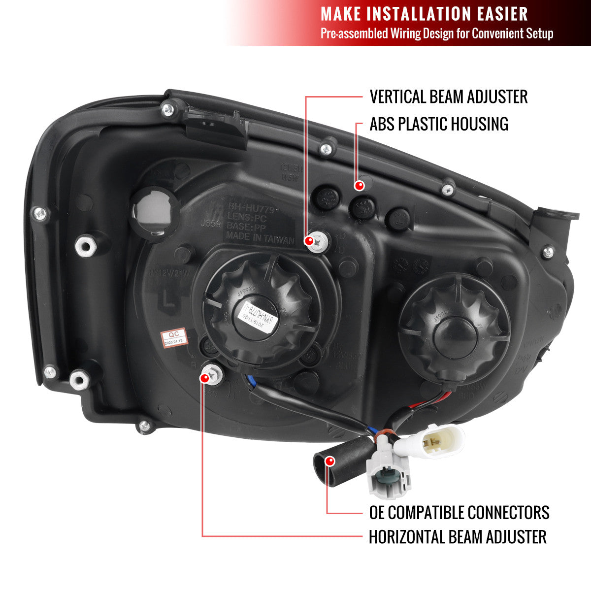 Spec-D 04-05 Impreza Halo LED Projector Headlights Black