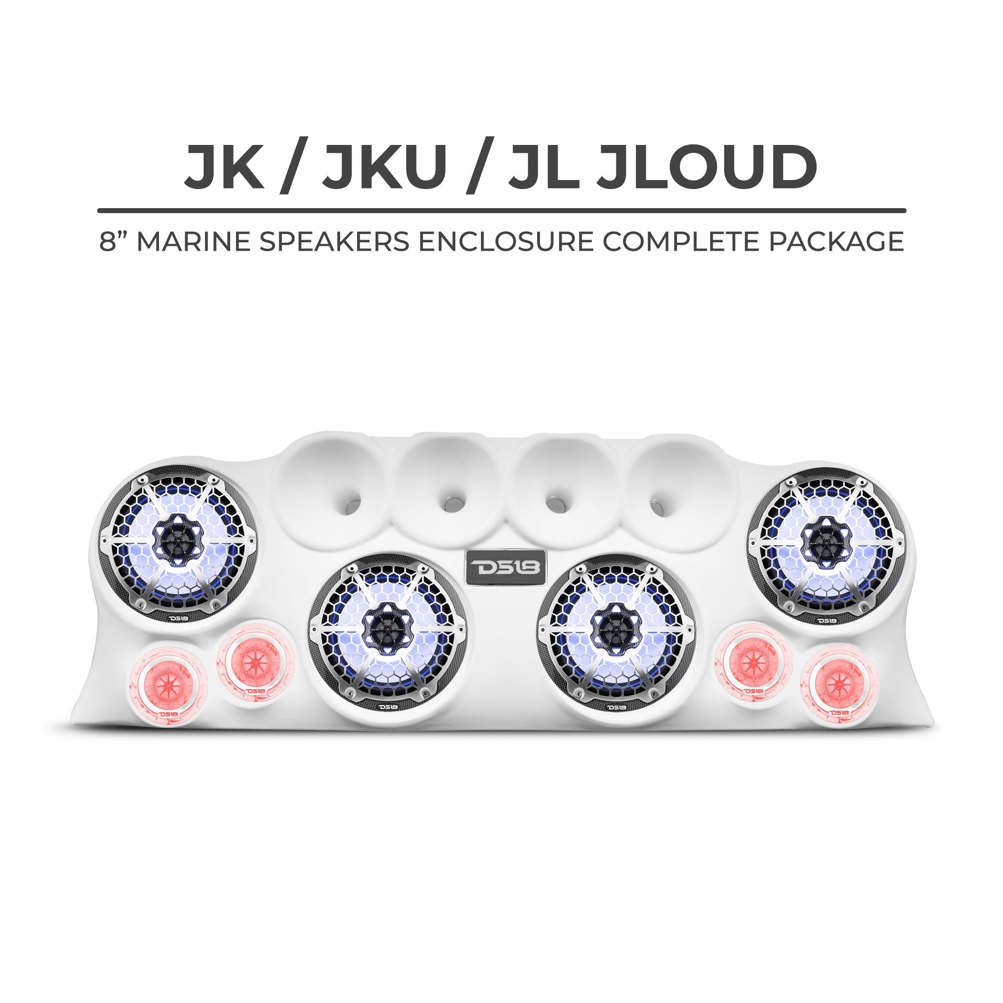 DS18 J-LOUD Jeep Wrangler JK/JKU/JL Loaded Sound Bar System, Black / White