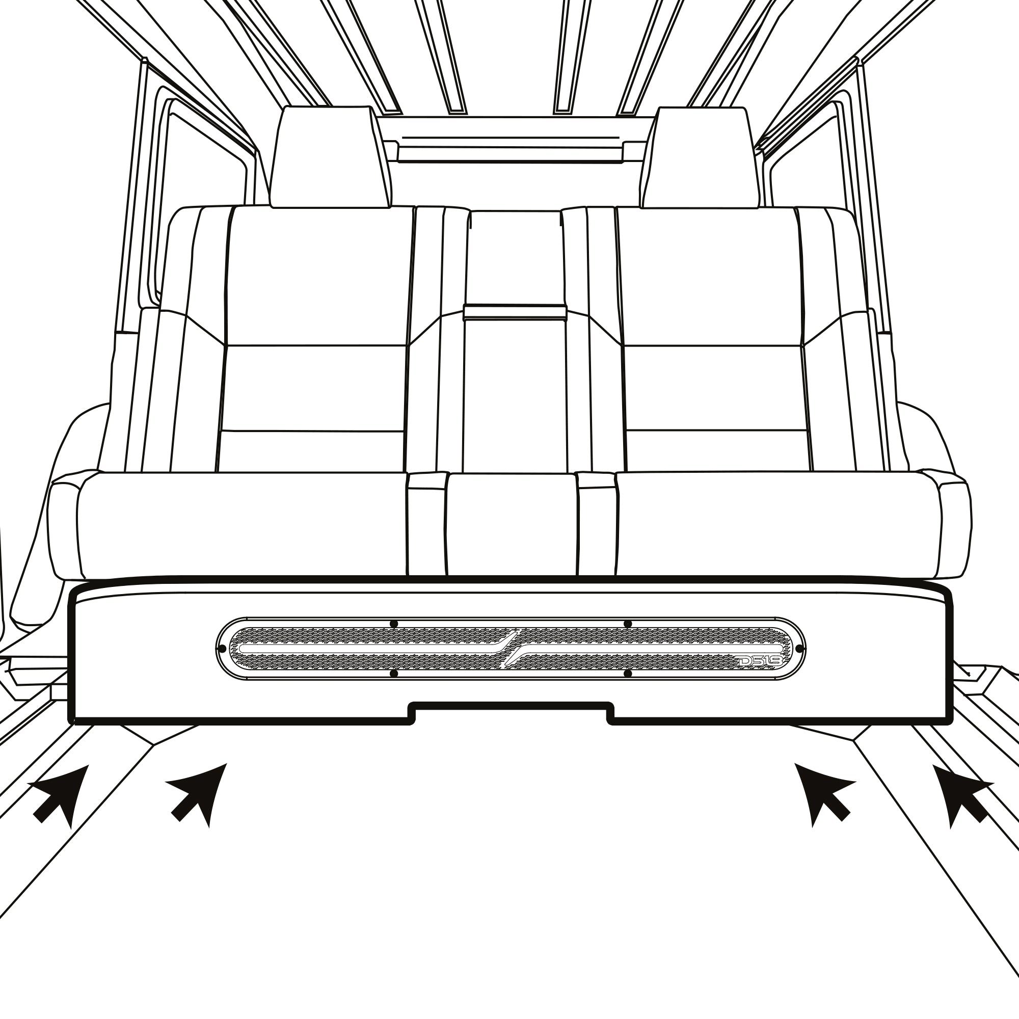 Jeep JT Gladiator Loaded Under Rear Seat Subwoofer Enclosure with 4 X 8