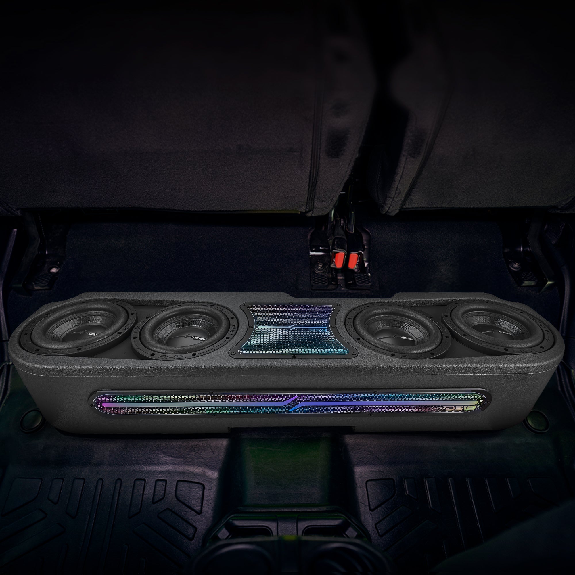 Jeep JT Gladiator Loaded Under Rear Seat Subwoofer Enclosure with 4 X 8