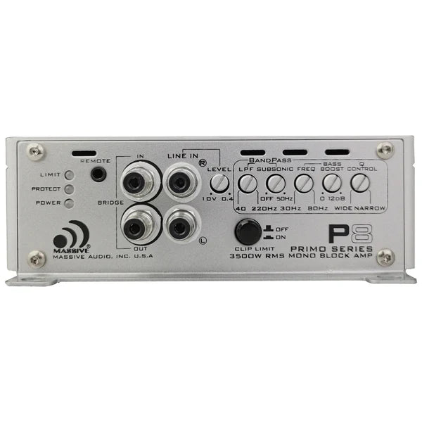 Massive audio P8 - 3,500 Watts RMS @ 0.5 Ohm Mono Mega Amplifier