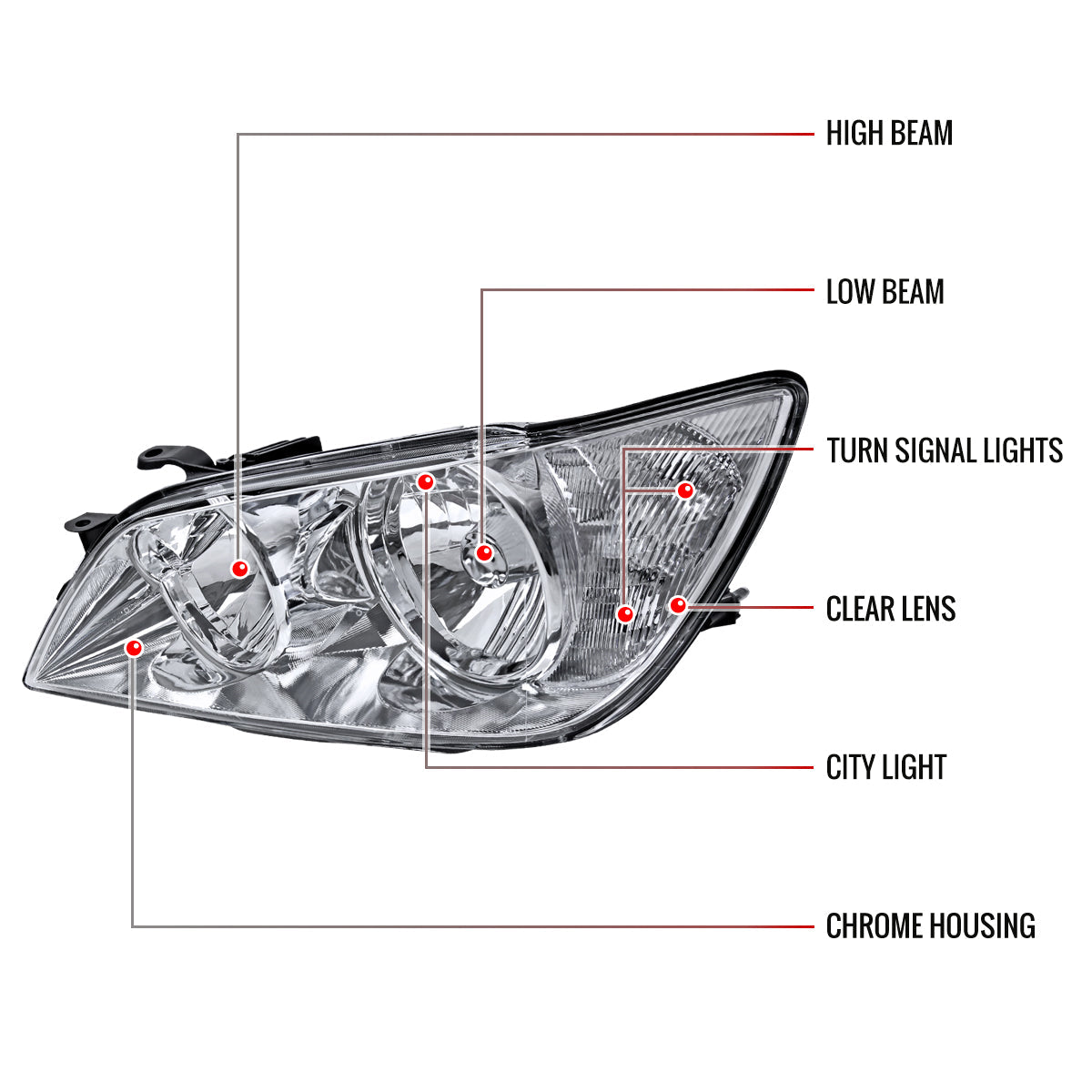 Spec-D 01-05 Lexus IS300 Crystal Headlights OEM Style Chrome