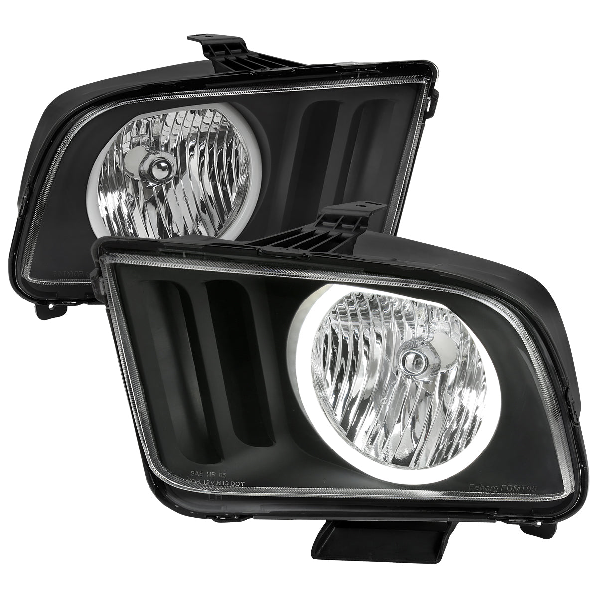 Spec-D 05-09 Ford Mustang LED Halo Headlights OEM Style Black