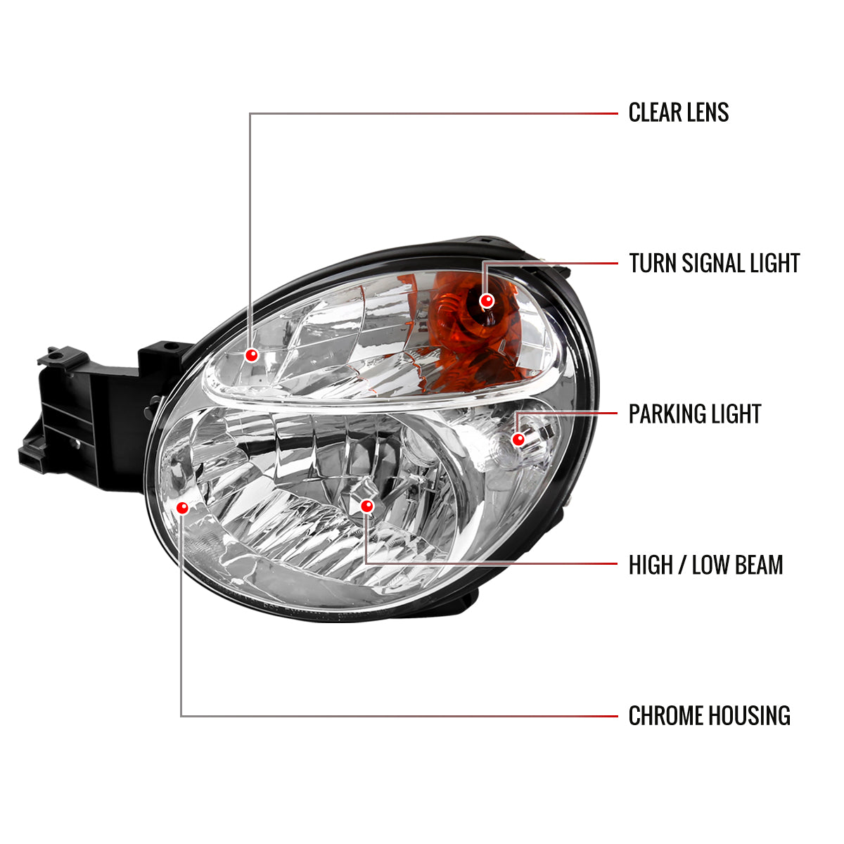 Spec-D 02-03 Subaru Impreza Headlights OEM Replacement Chrome