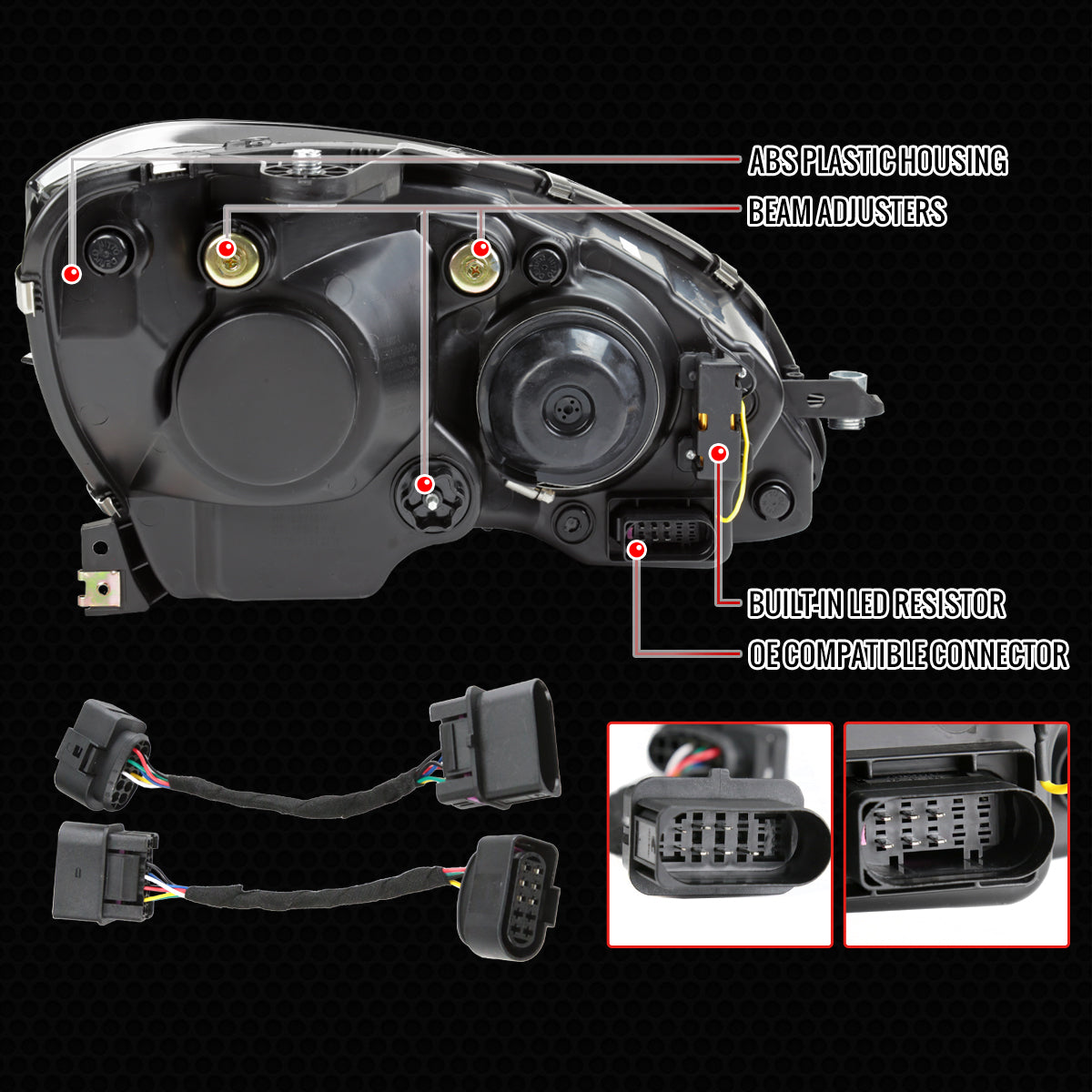 Spec-D 08-11 Benz W204 C-Class SEQ LED Headlights Black/Smoked