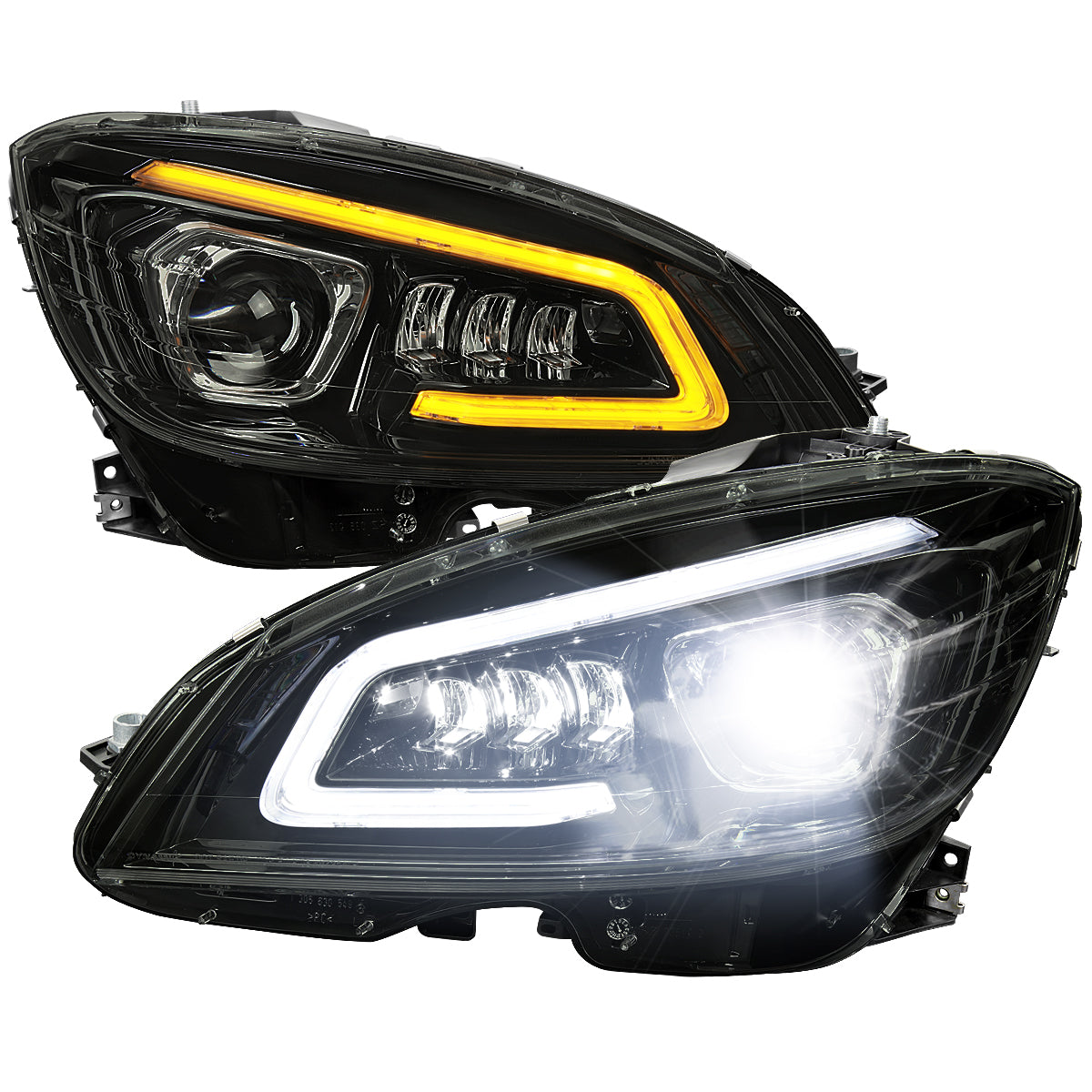 Spec-D 08-11 Benz W204 C-Class SEQ LED Headlights Black/Smoked