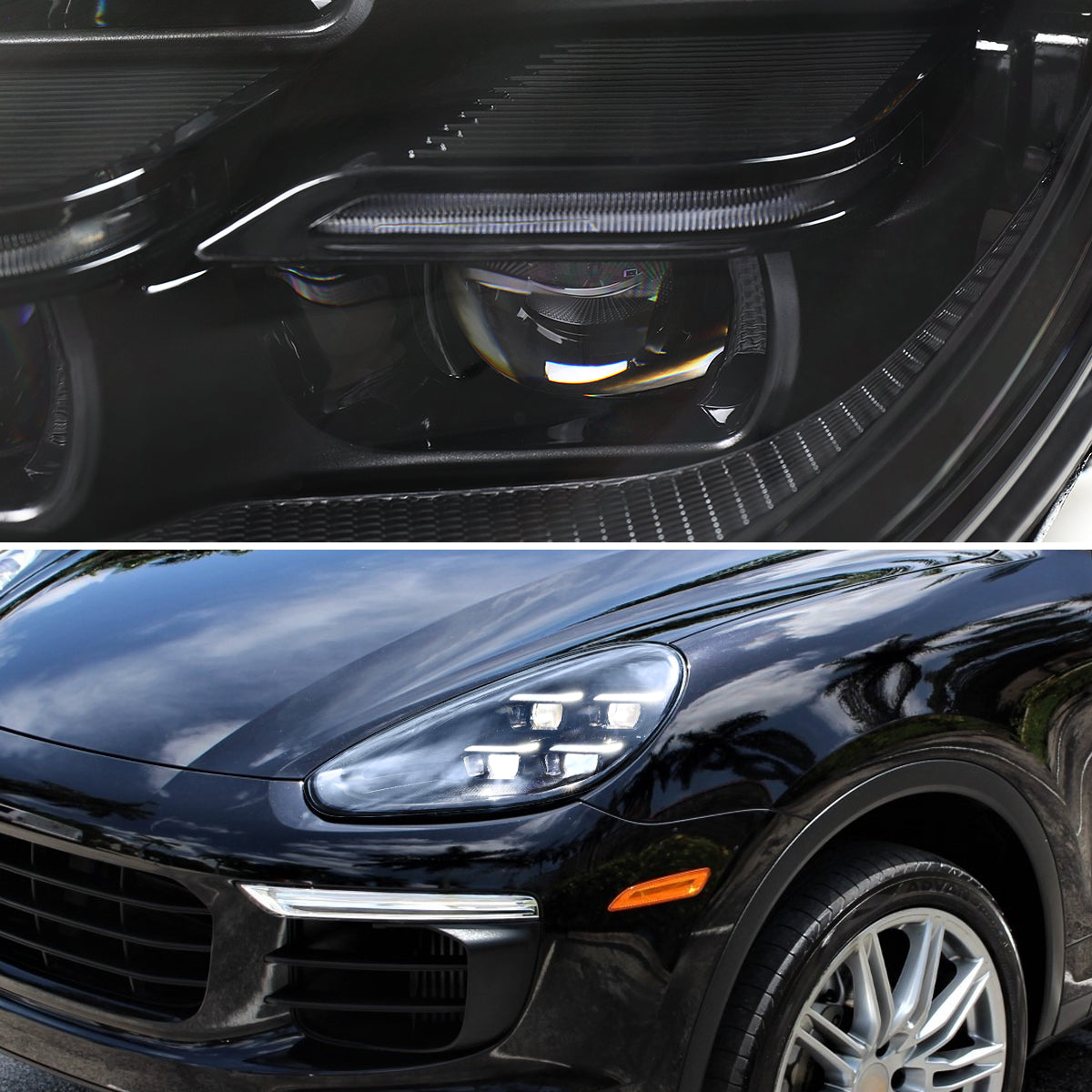 Spec-D 15-17 Porsche Cayenne 958 Matrix Style Headlights Dynamic Black