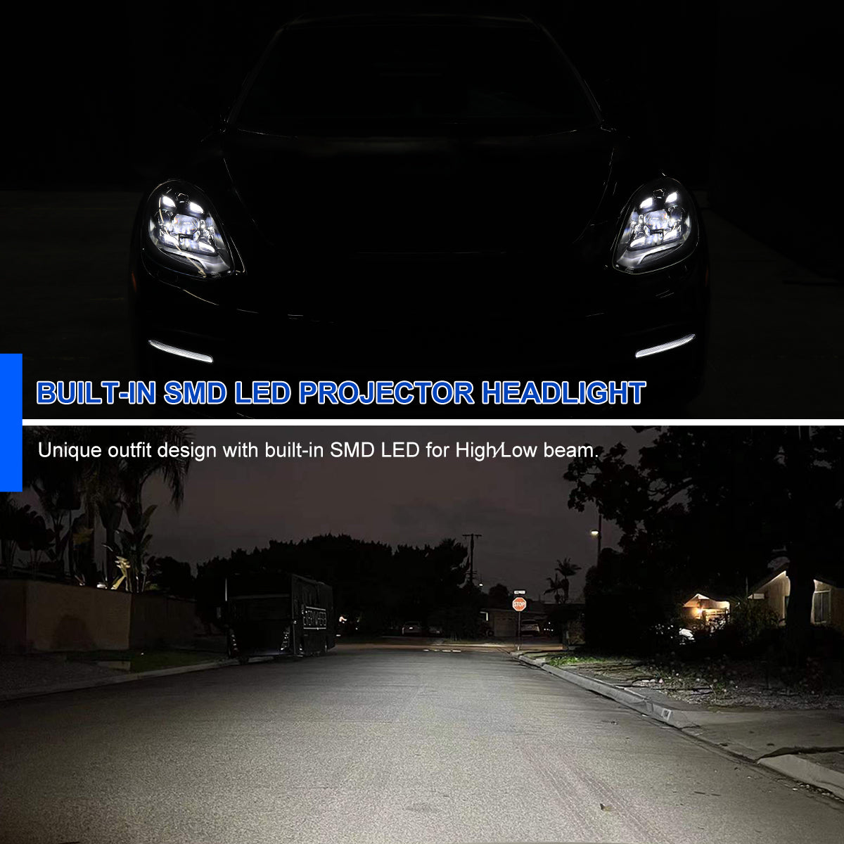 Spec-D 17-22 Porsche Panamera Headlights Matrix Style Projector Black