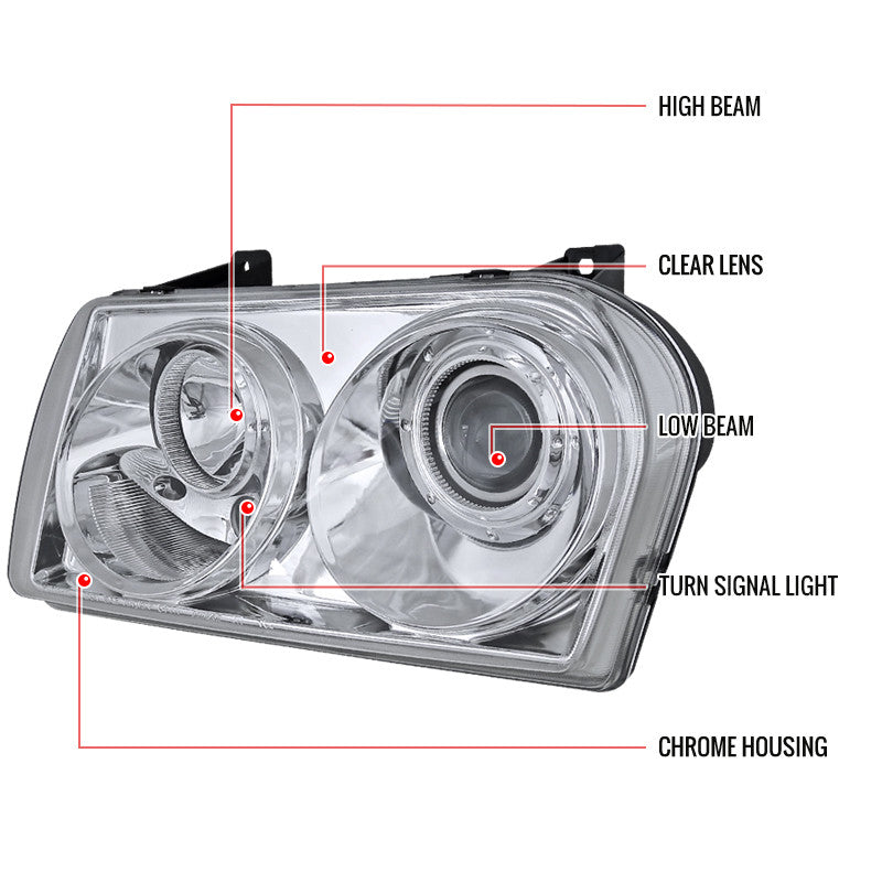 Spec-D 05-10 Chrysler 300 Projector Headlights Chrome/Clear Lens