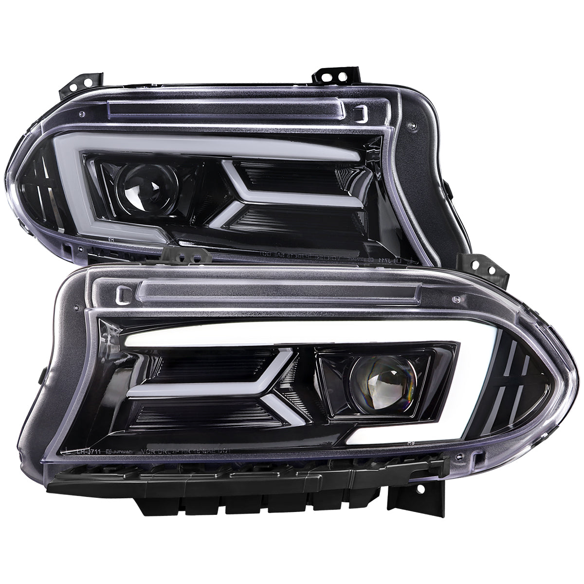 Spec-D 15-23 Dodge Charger Strip Projector Headlights SEQ Black
