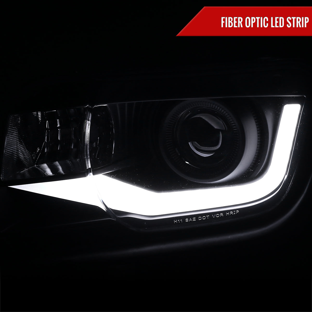 Spec-D 10-13 Chevy Camaro LED Bar Projector Headlights Black