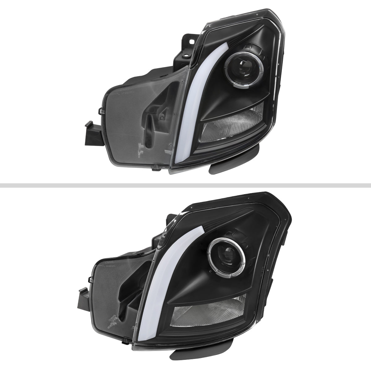 Spec-D 03-07 Cadillac CTS Headlights Halo Projector Black SEQ