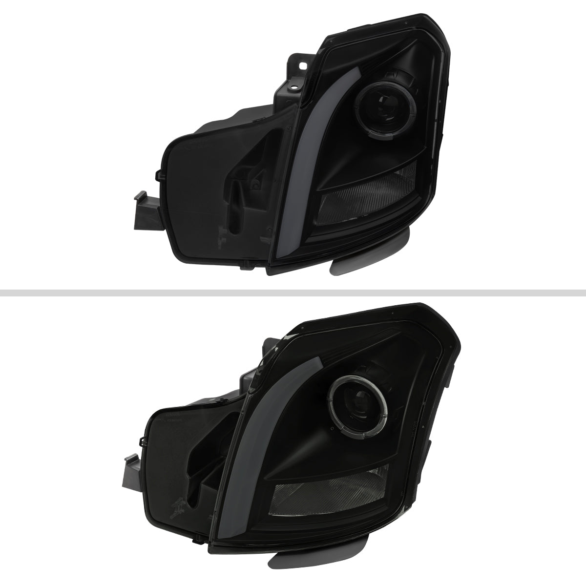 Spec-D 03-07 Cadillac CTS Headlights Halo Sequential DRL Black/Smoked