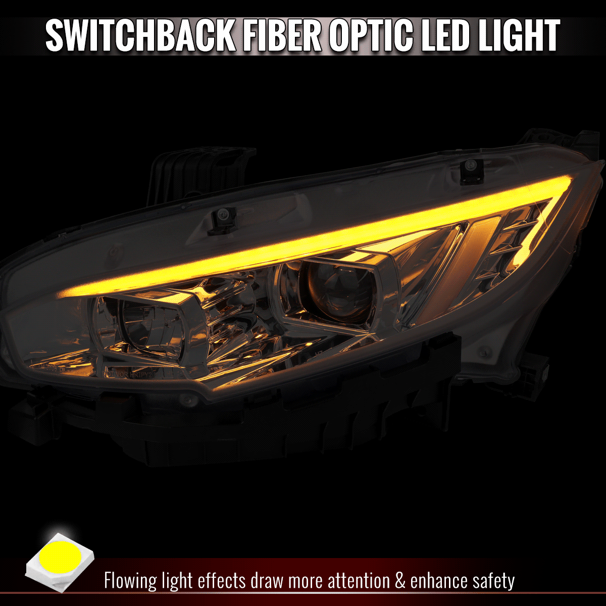 Spec-D 16-23 Toyota Tacoma Passenger Projector Headlight Chrome