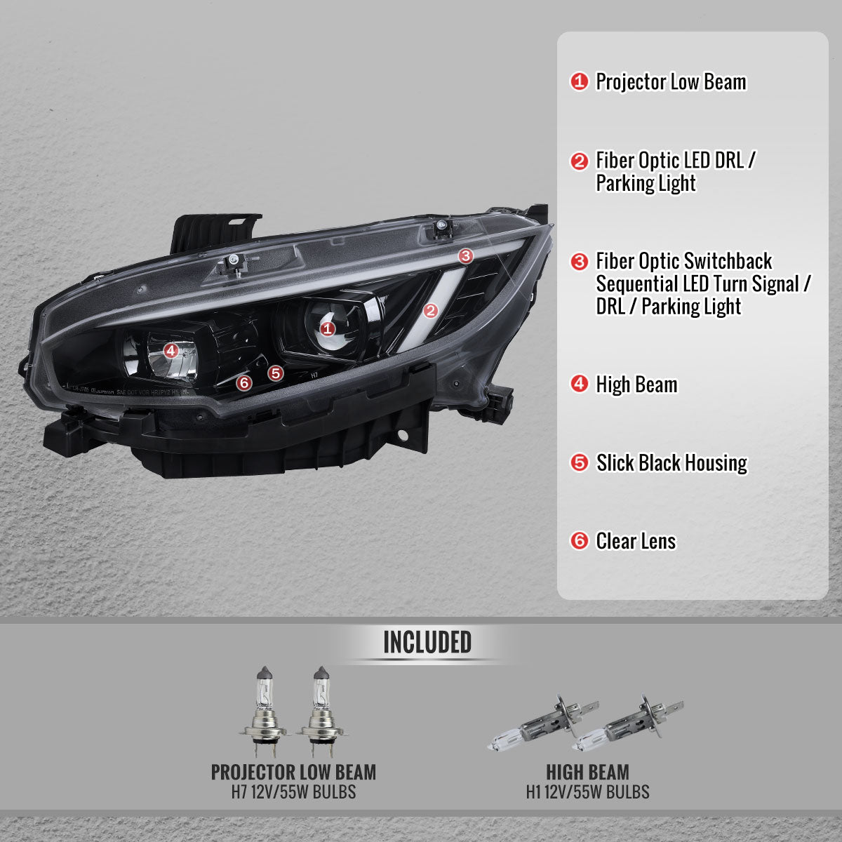 Spec-D 21-23 Ford F-150 Driver Headlight OEM Chrome Replacement