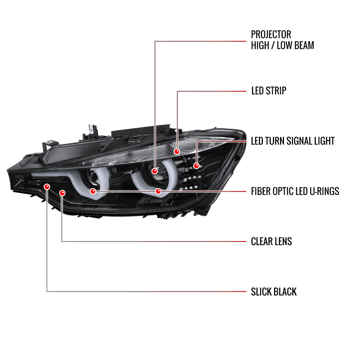 Spec-D 12-15 BMW F30 3-Series 4DR Projector Headlights HID Type Black