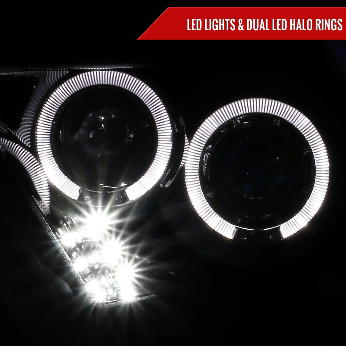 Spec-D 10-14 Ford Mustang Headlights Dual Projector Jet Black/Clear