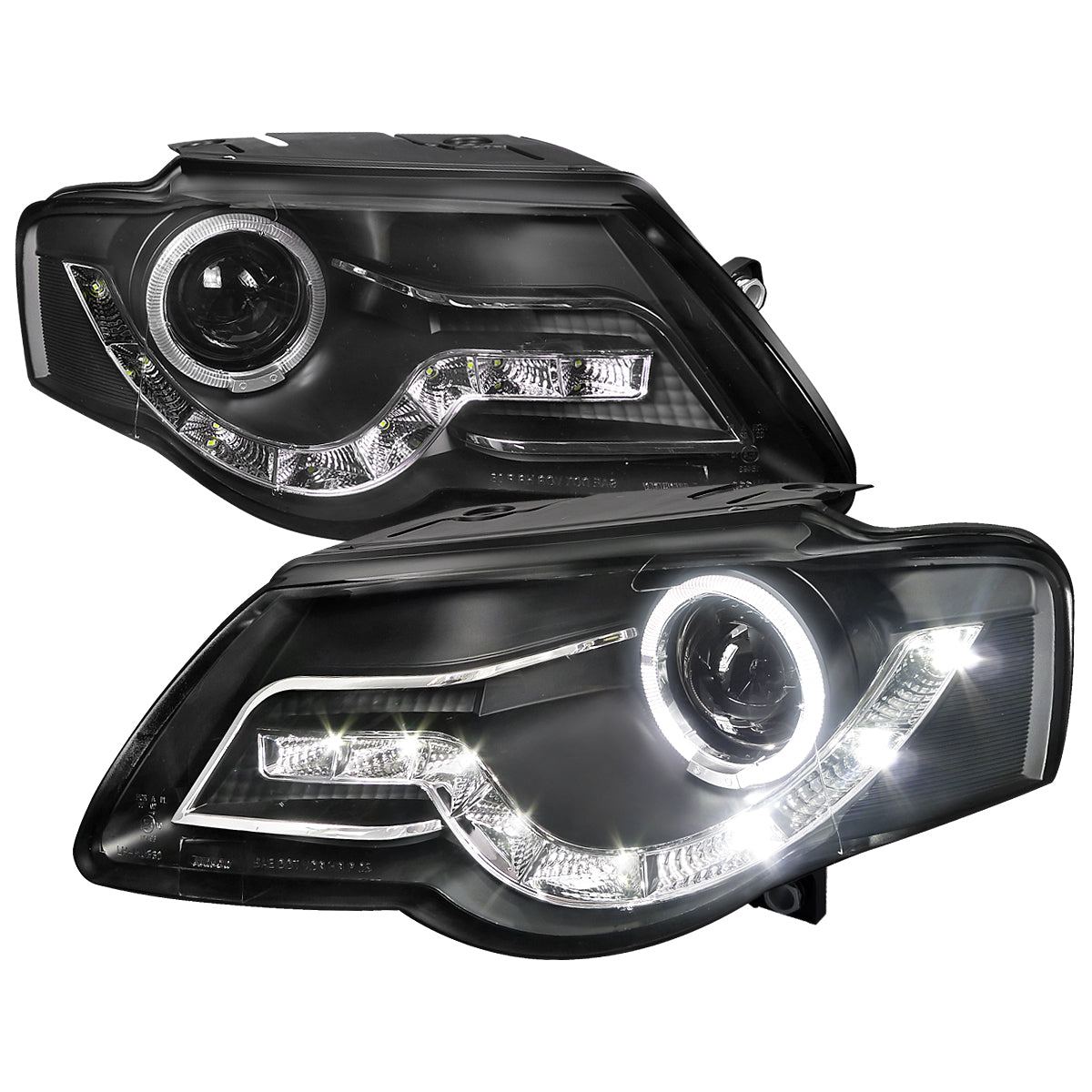 Spec-D 06-10 VW Passat Halo Headlights R8 Style Light Strip Black