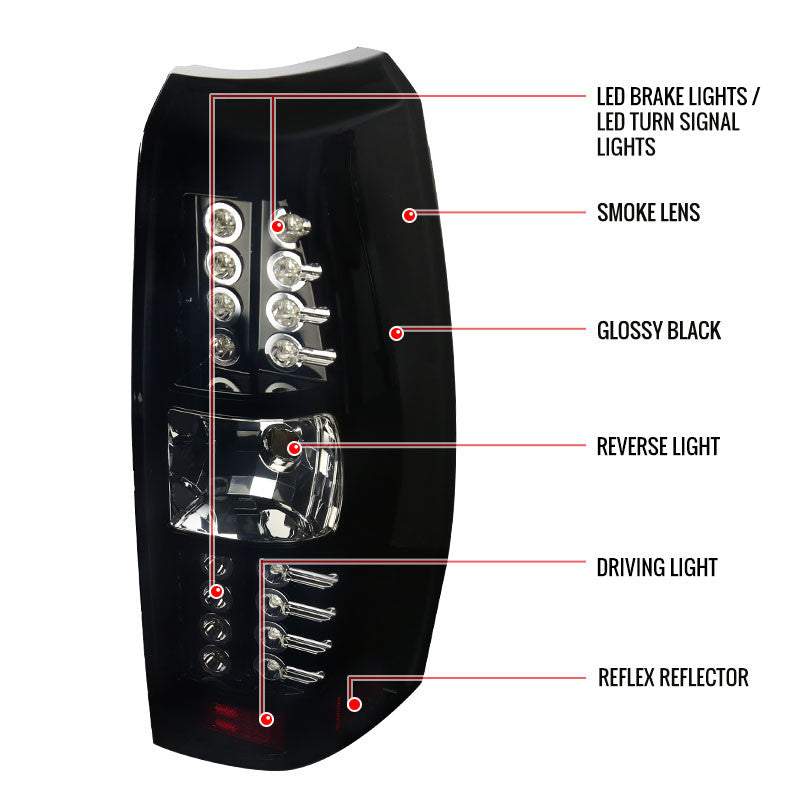 Spec-D 07-12 Avalanche LED Tail Lights Black/Smoked Lens