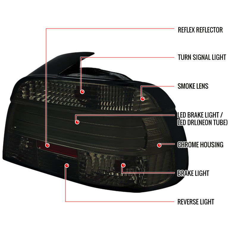 Spec-D 01-03 BMW E39 525i 530i 540i LED Tail Lights Smoked